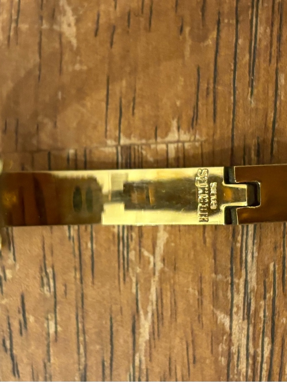 Hermes Gold and Light Pink Enamel H Bracelet - Picture 3 of 4